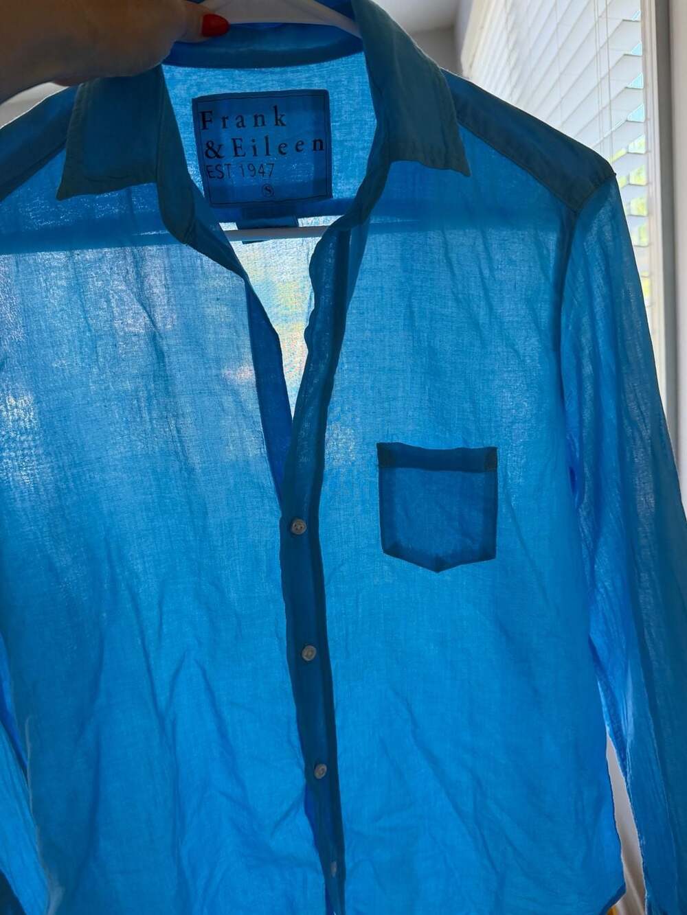 Frank & Eileen Eileen Relaxed Button-Up Shirt in Blue - Picture 6 of 8
